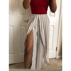 Fashion Nova black and white slit pants